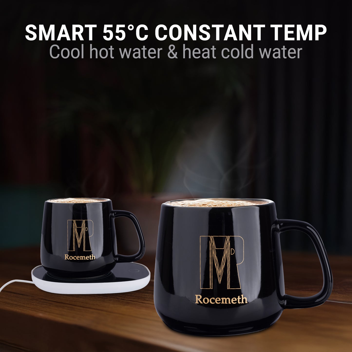 Smart Coffee Mug Warmer with 350ml Cup – Temperature Control, Energy Saving, 220V Heating Pad for Desk