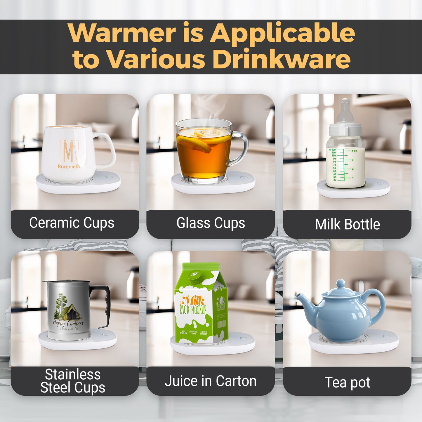 Smart Coffee Mug Warmer with 350ml Cup – Temperature Control, Energy Saving, 220V Heating Pad for Desk