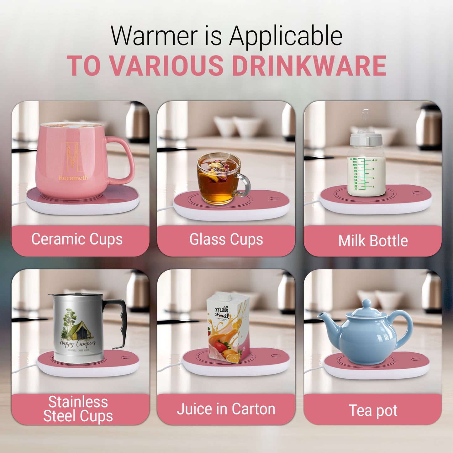 Smart Coffee Mug Warmer with 350ml Cup – Temperature Control, Energy Saving, 220V Heating Pad for Desk