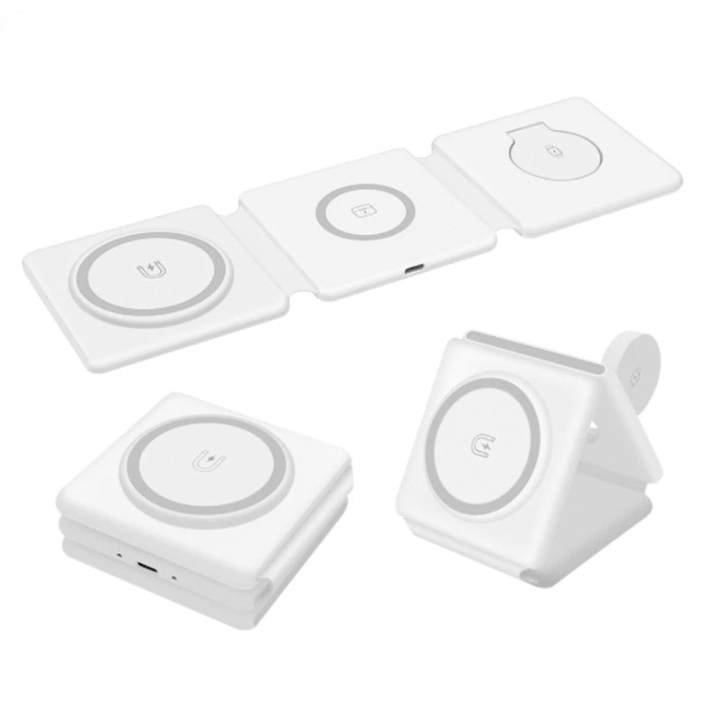 3-in-1 Travel Wireless Charger for iPhone 16 15 14 13 12, Apple Watch Series, AirPods 4 3 2 Pro – Fast Charging Station for Apple & Android, Foldable Portable Design
