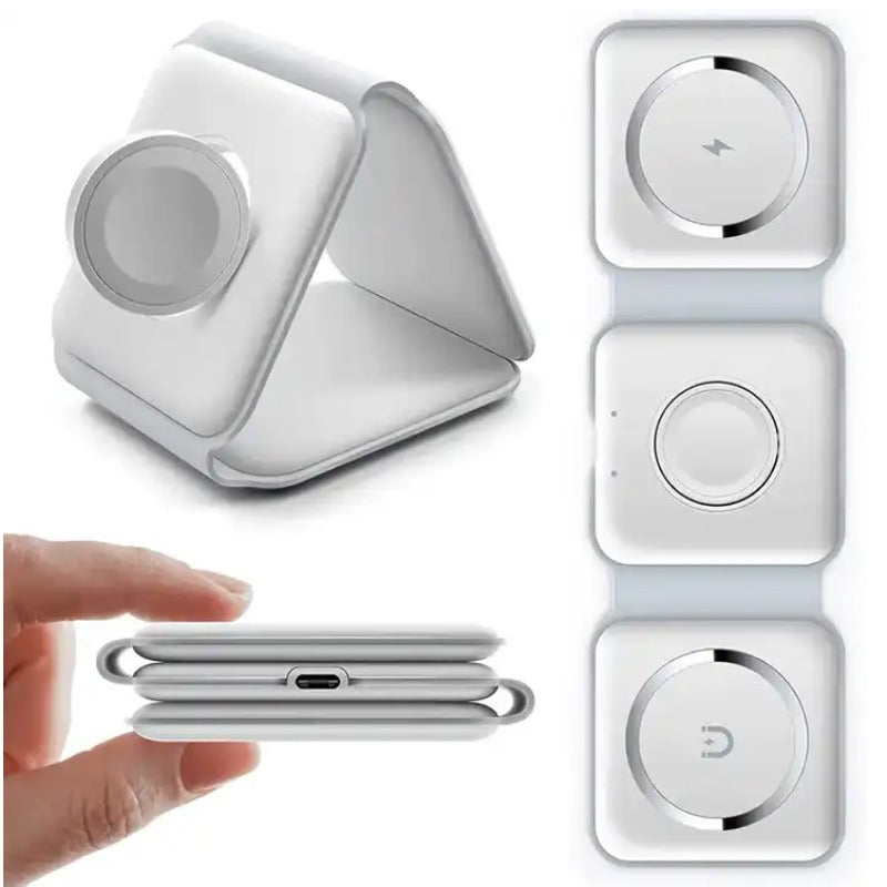 3-in-1 Travel Wireless Charger for iPhone 16 15 14 13 12, Apple Watch Series, AirPods 4 3 2 Pro – Fast Charging Station for Apple & Android, Foldable Portable Design