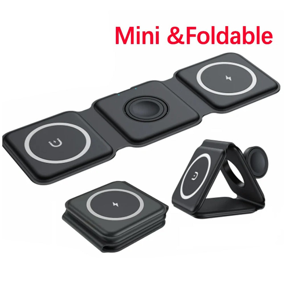 3-in-1 Travel Wireless Charger for iPhone 16 15 14 13 12, Apple Watch Series, AirPods 4 3 2 Pro – Fast Charging Station for Apple & Android, Foldable Portable Design