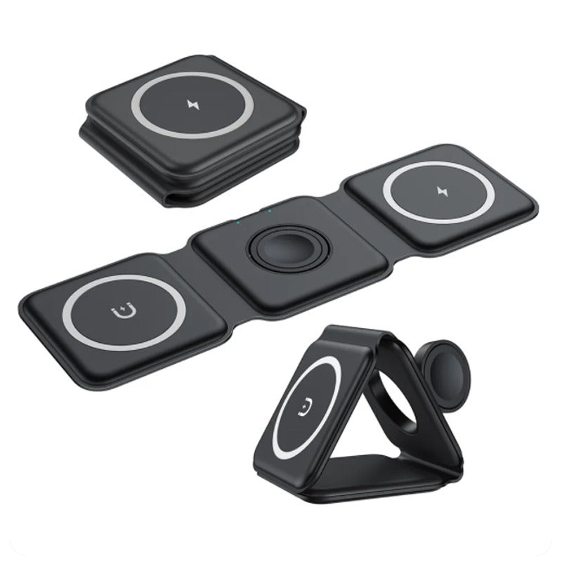 3-in-1 Travel Wireless Charger for iPhone 16 15 14 13 12, Apple Watch Series, AirPods 4 3 2 Pro – Fast Charging Station for Apple & Android, Foldable Portable Design