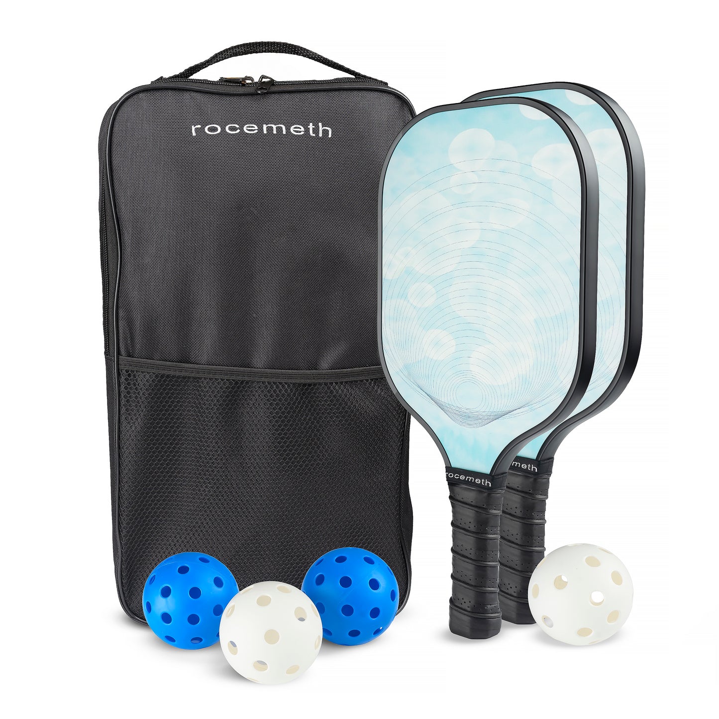 Fibre Glass  Pickleball Paddle Set with 2 Paddles, 4 Balls & Carry Bag